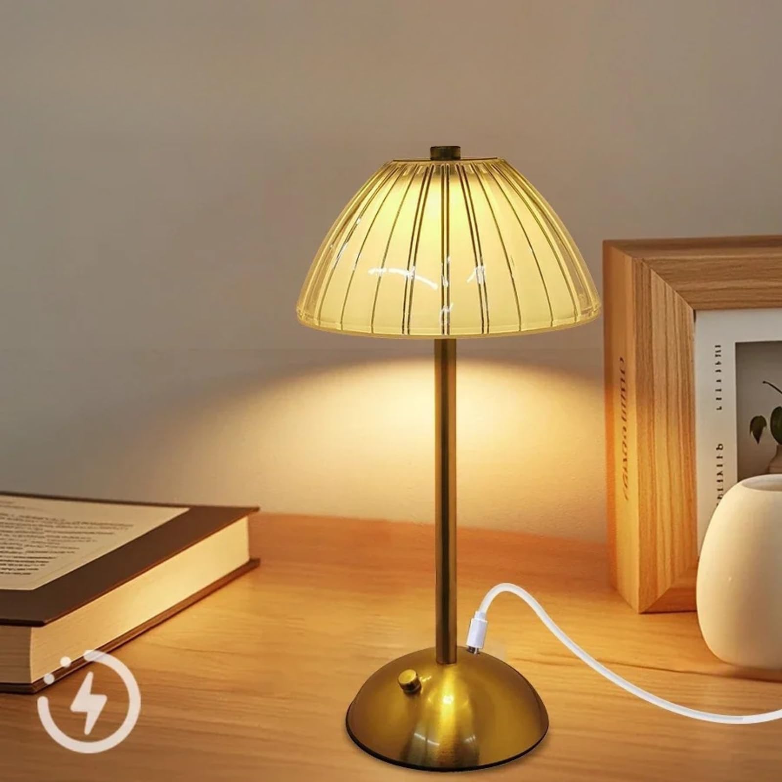 Liliful 4 Lampade Da Tavolo A LED Portatili – Ricaricabili, Senza Fili, Stile Fungo Oro, 3 Colori Luce E Dimmerabili - 6
