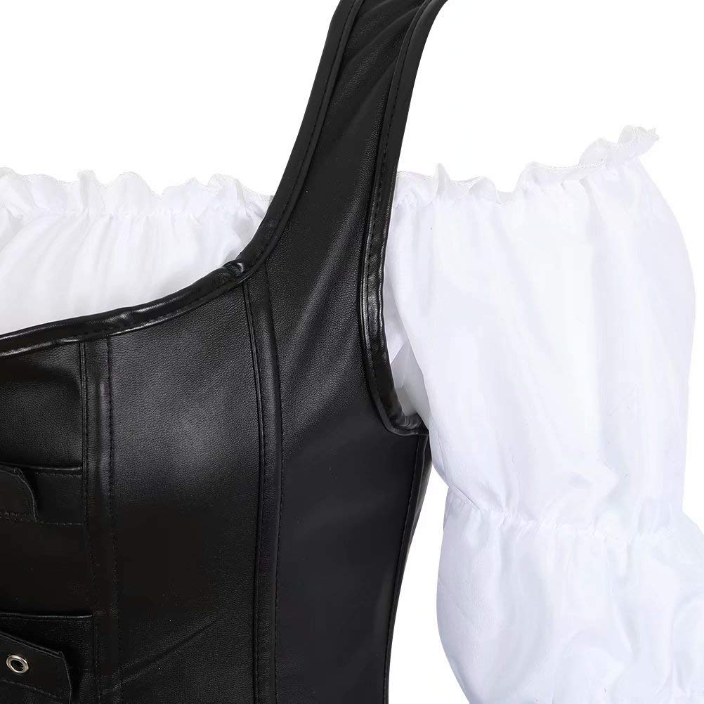 Cuir Steampunk Corset Bustiers Et Robe Jupe Und Chemisier 3 Set Punk Rave FÊTe Pirate