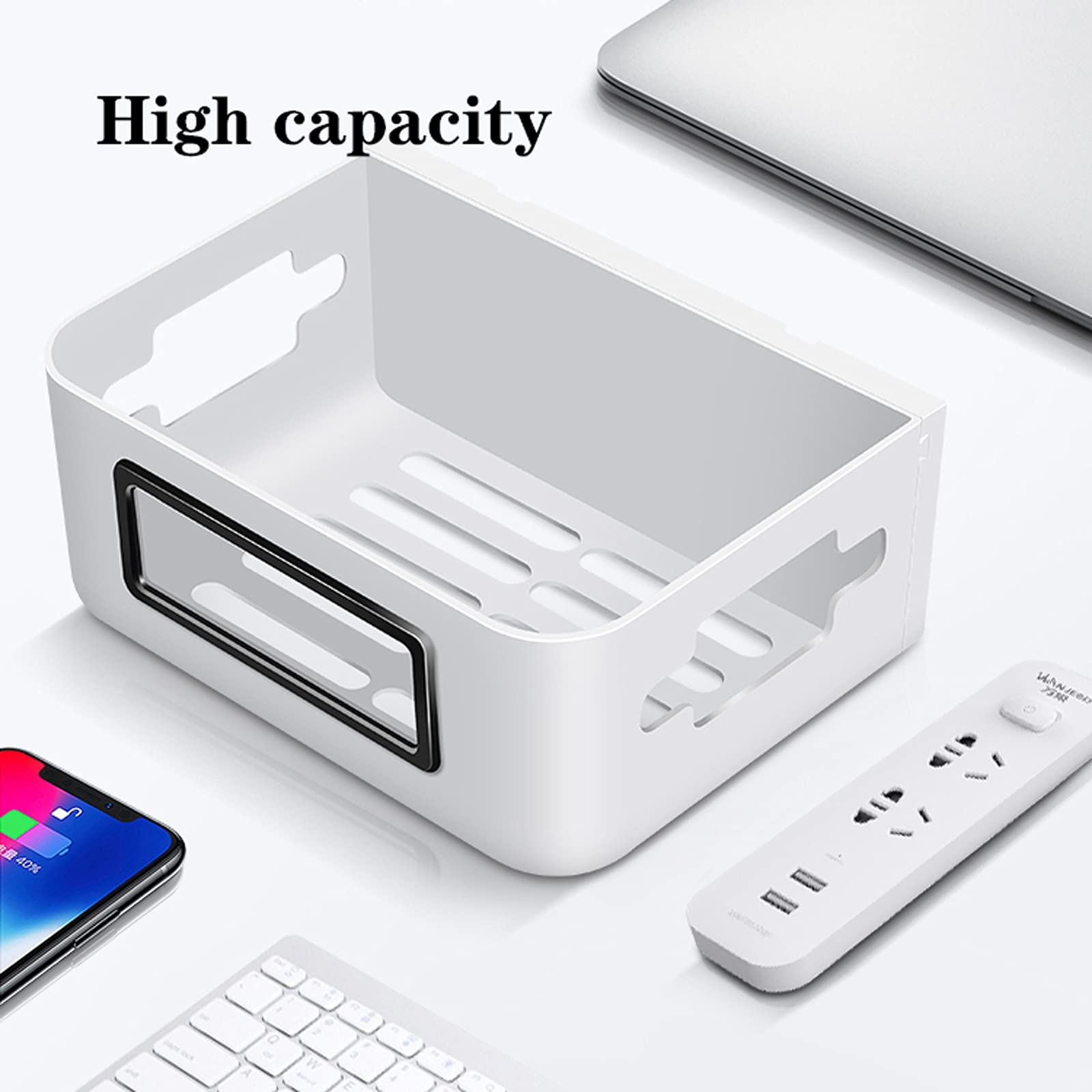 Kabelmanagement-Box, multifunktionale Router-Aufbewahrungsbox, an der Wand befestigte Kabel- und Kabel-Organizer-Box, große Kapazität, Abnehmbarer Kabel-Organizer, hält Kabel sicher und organisiert