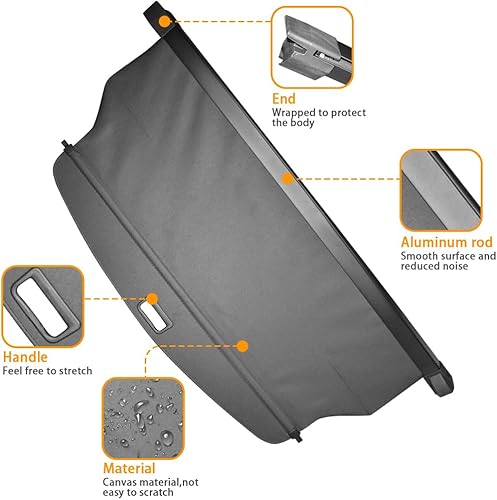 Miniatura 2 de Jeep Grand Cherokee 2025 - Cubierta de carga retráctil para maletero trasero, equipaje, cubierta de seguridad compatible con Jeep Grand Cherokee (2