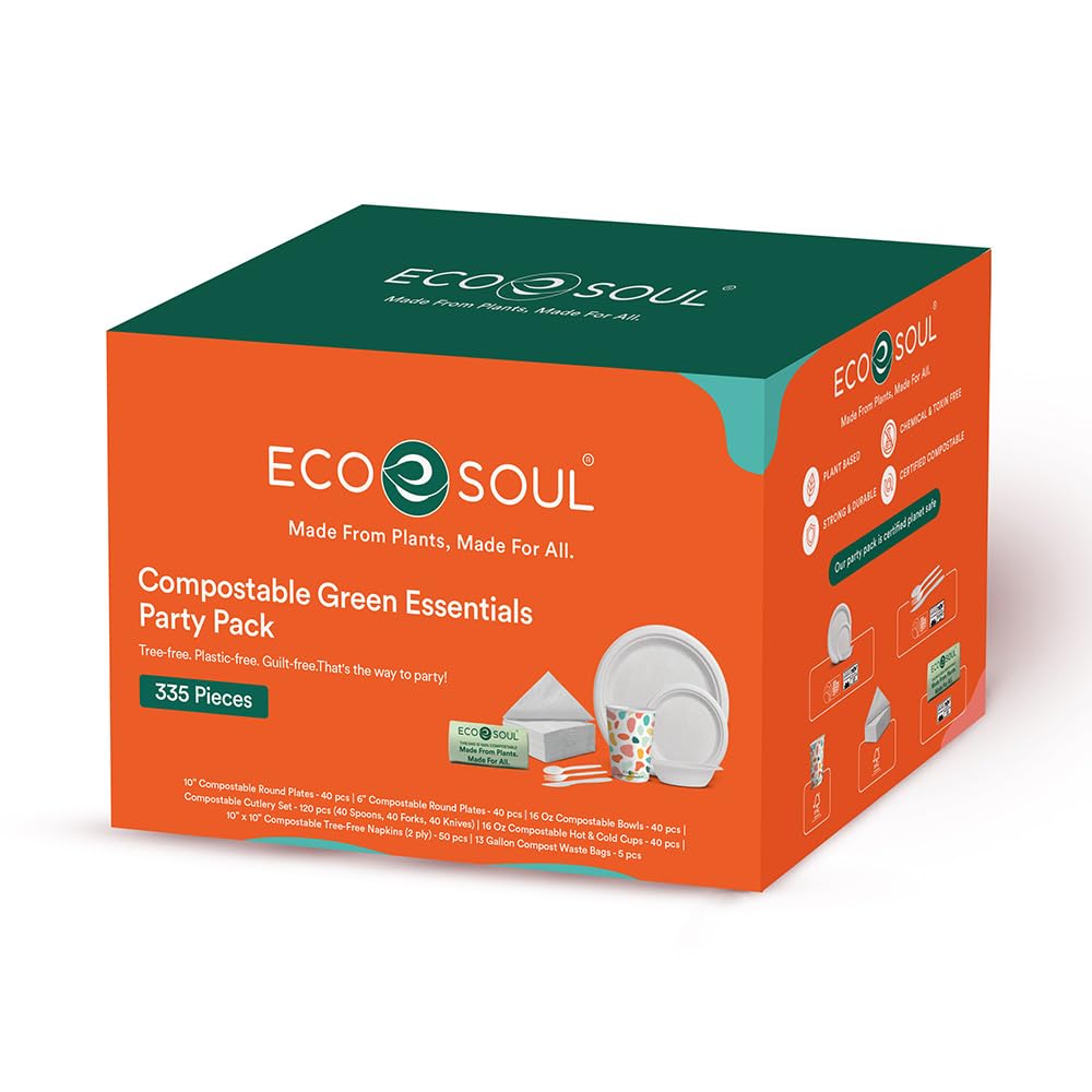 ECO SOUL Compostable Dinnerware Set - 400 Pieces -8 ECO SOUL Compostable Dinnerware Set - 400 Pieces -8