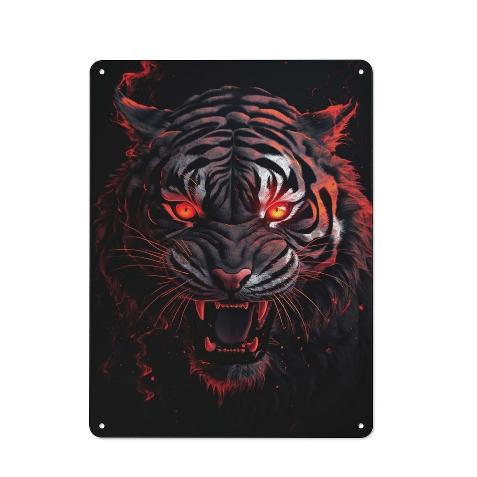 Junmoney Tiger Red And Black Animal For Kitchen Or Home Bar, Retro-Style Metal Sign 40X30cm, For Cooler-Month Interiors With Retro Character