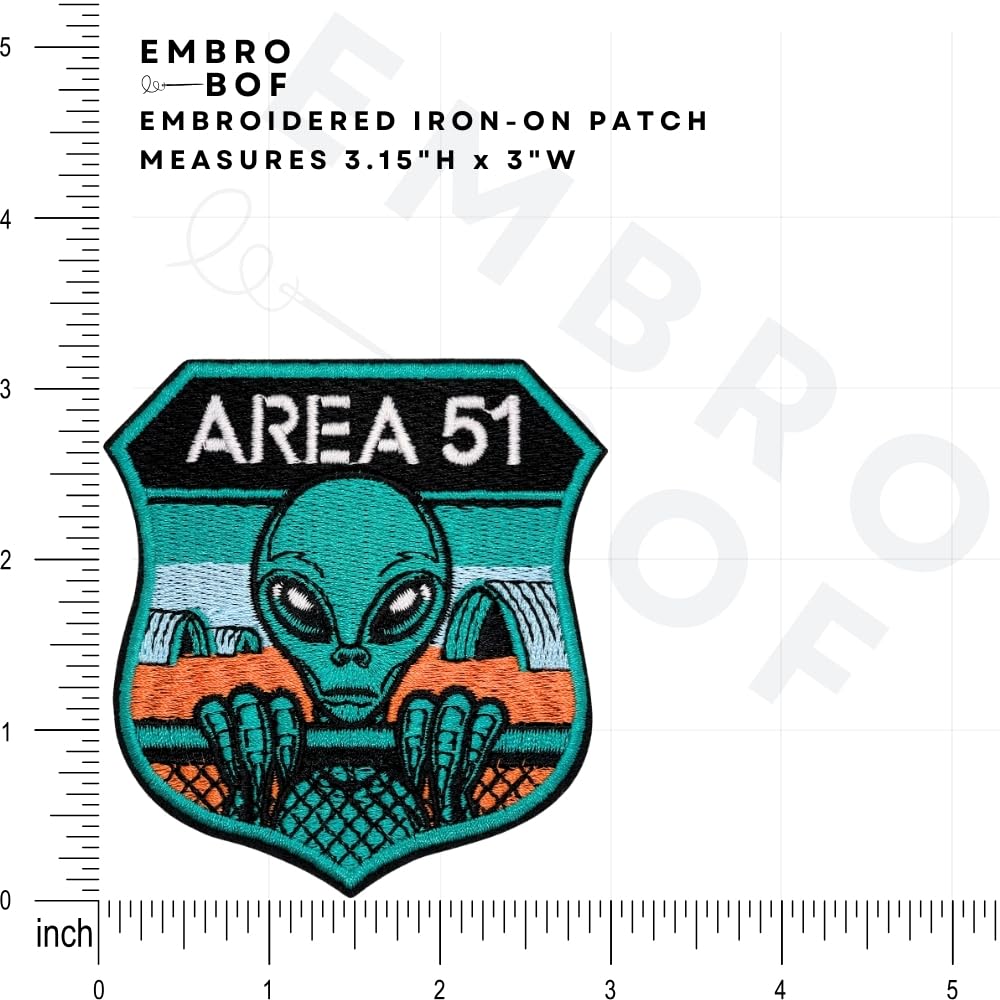 Parche Area 51 – Parche de 3.15 pulgadas, Cool Alien Activity ET UFO – Parche bordado para planchar o coser en el estado de Nevada
