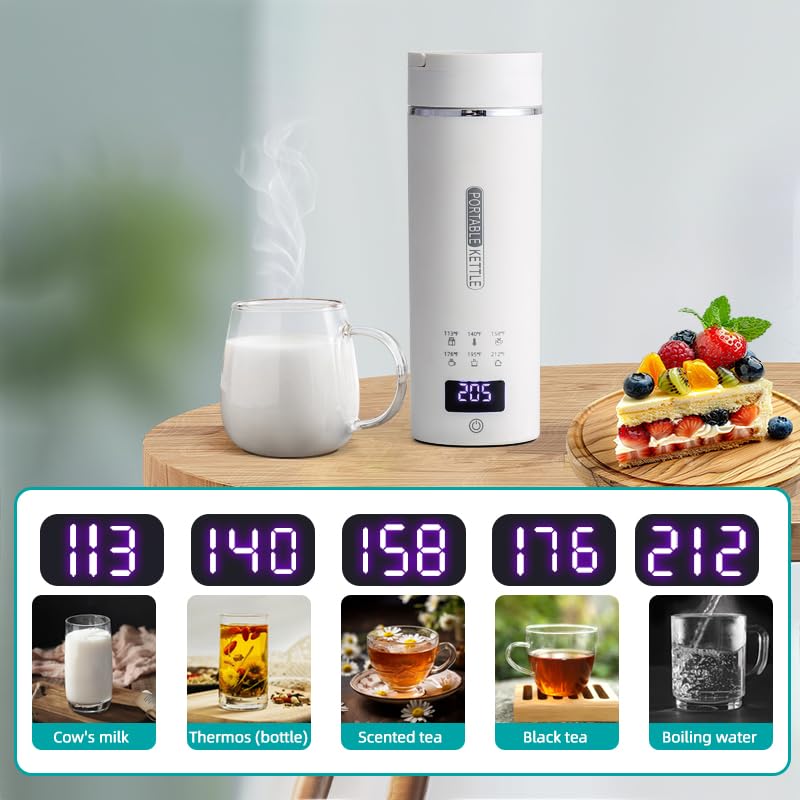 Hervidor eléctrico de viaje portátil 450 ml acero inoxidable blanco miniatura 3
