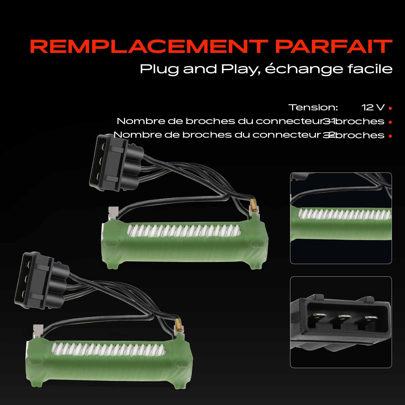 Frankberg 2 résistances de chauffage pour moteur de ventilateur, 3 broches | 701959263D; Compatible avec: , 70C 7DB 7DK 70J 70K 7DC 7DJ,,T.r.a.n.s.p.o.r.t.e.r IV Fourgon 70A 70H 7DA