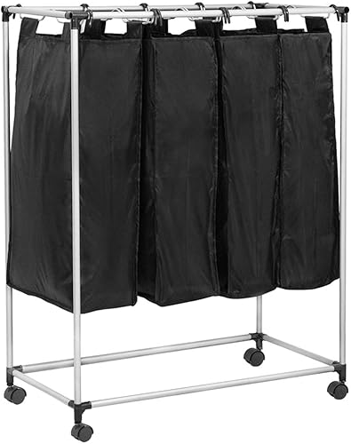 FDW Clasificador de ropa sucia con ruedas, 4 bolsas clasificadoras de cestas grandes, carrito clasificador de ropa sucia rodante, lona extraíble,