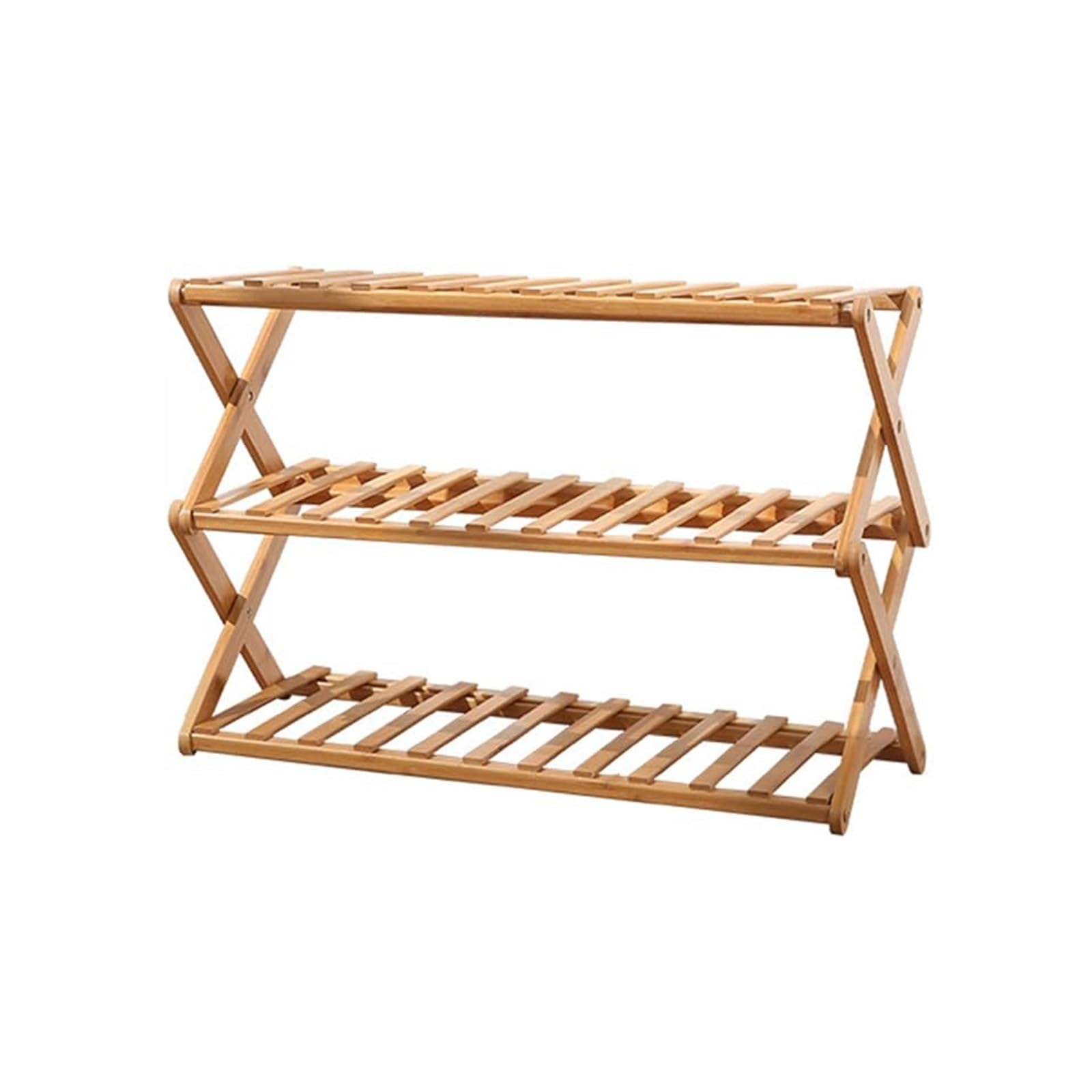 MSHGSKU Stylish Bamboo Folding Shoe Rack - 3/4/5/6 Layers Space-Saving Storage nizer for Entryway & Hallway 50cm/70cm/100cm Wide Perfect for Small Spaces (3 Layers 70cm)