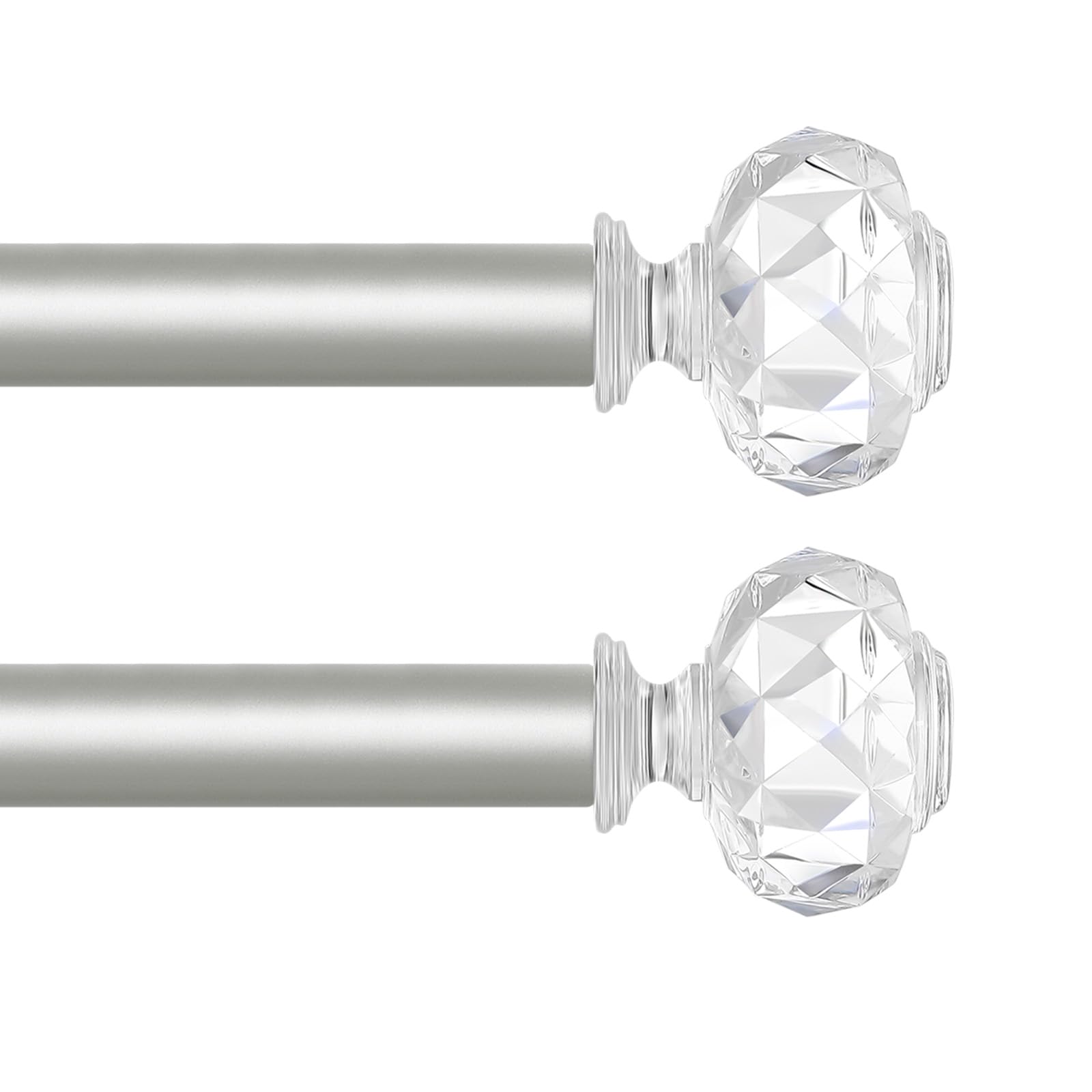 TVWOO Silver Decorative Crystal Curtain Rods:36-88
