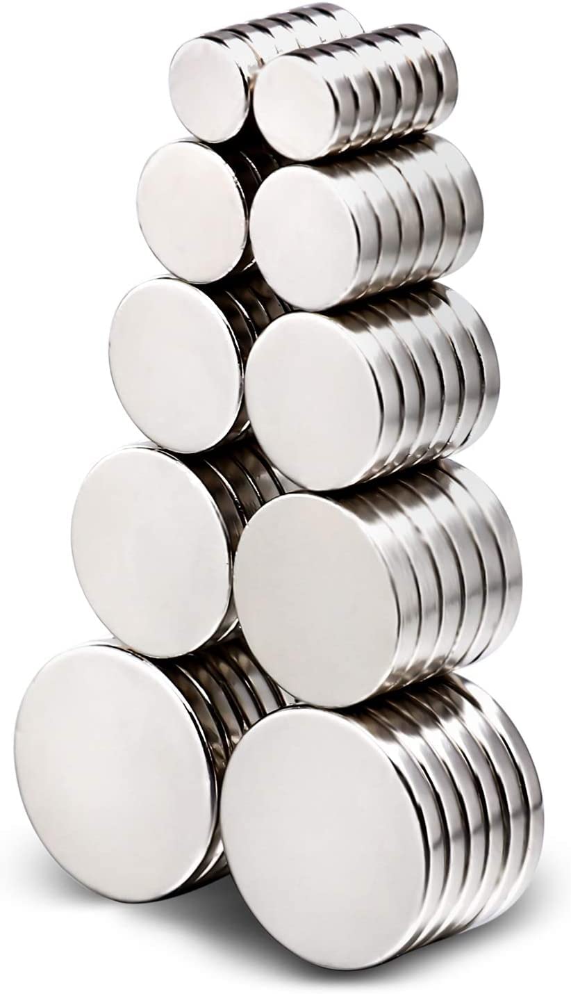 Magnets by BESTPICKS 60Pcs, 5 Different Size Small Refrigerator Magnets, Mini Round Disc Fridge Magnets for Crafts, and Office Magnets, Whiteboard Magnets, Map Magnets, Push Pin Magnets