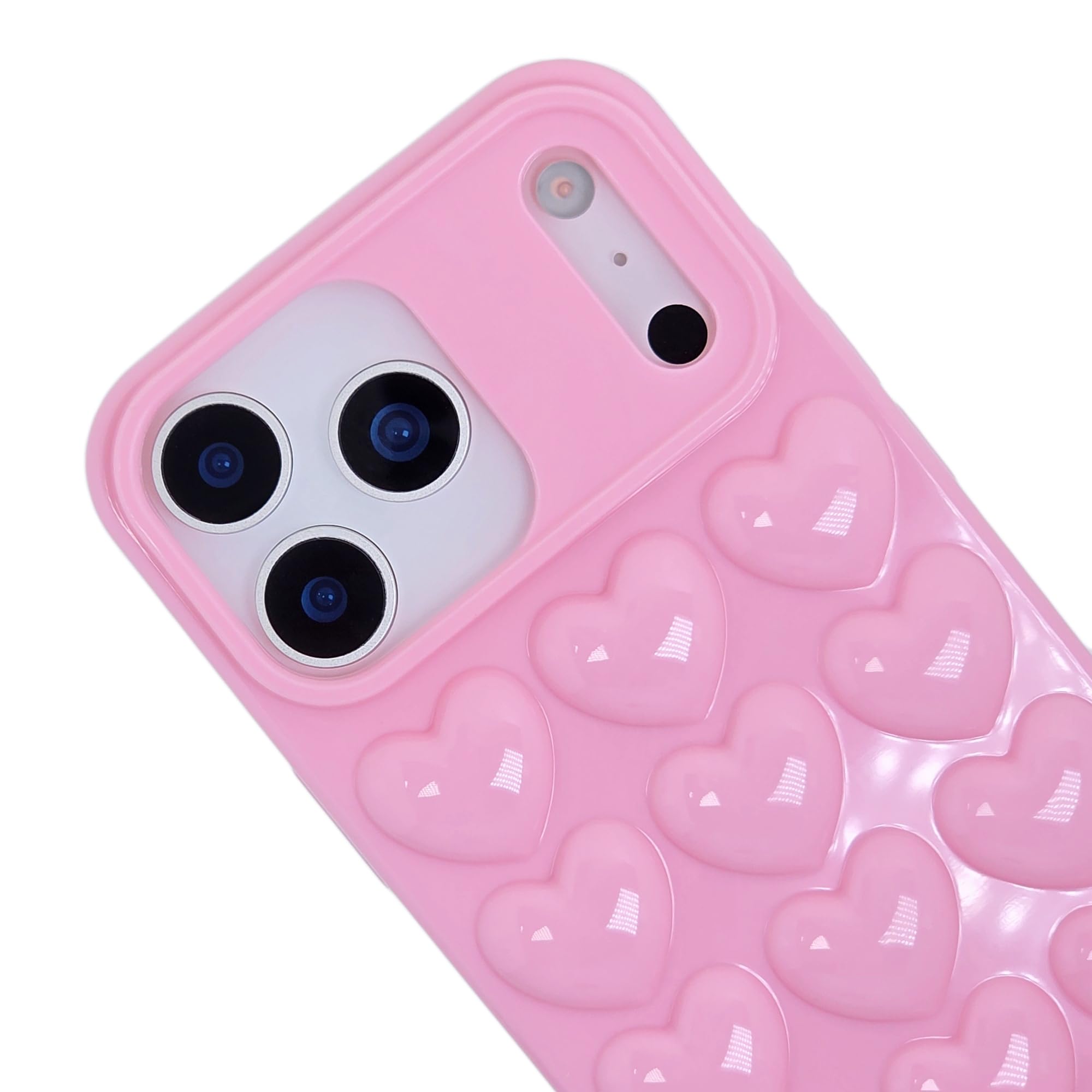 DMaos iPhone 17 Pro Case for Women, 3D Pop Bubble Heart Kawaii Gel