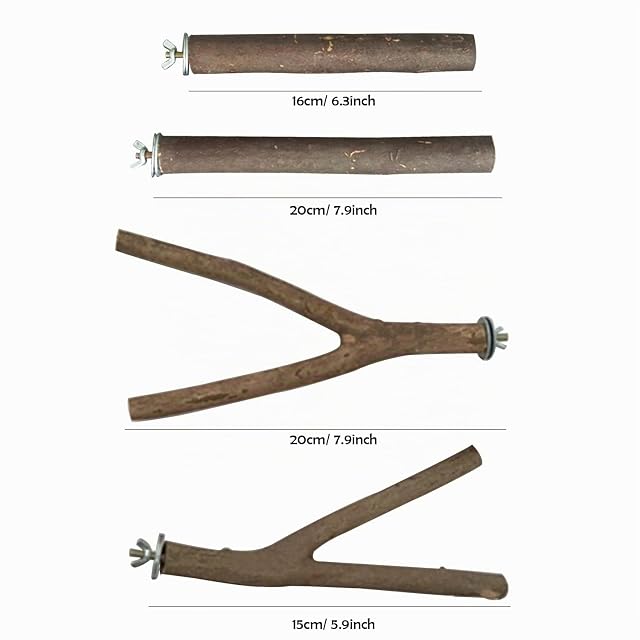 Foto 3 de 6 de Allazone Perca de Pájaro, 6 Pz Perchas Naturales para Pájaros Pájaro de Madera Soporte de Perca
