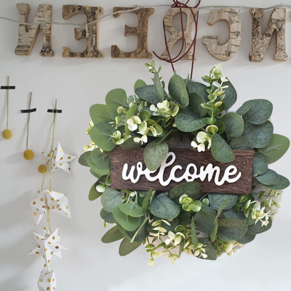 Ghirlanda Per Porta d'Ingresso, Ghirlanda Di Benvenuto, Ghirlanda Di Eucalipto Artificiale, Ghirlanda Porta Ingresso Casa, Per Soggiorno, Decorazione Da Parete, Finestre, Porta Di Casa.