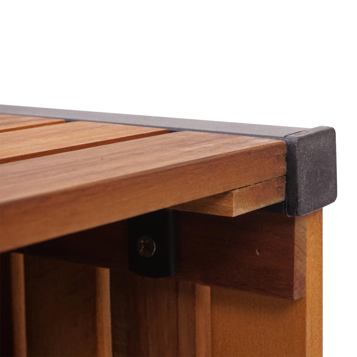 Jardinera HWC-L23, Maceta Grande para Exteriores, Madera de Acacia, Aluminio con Certificado MVG, 32 x 34 x 34 cm, Marrón | Jardinera elevada, exterior, madera, certificación FSC®, aluminio