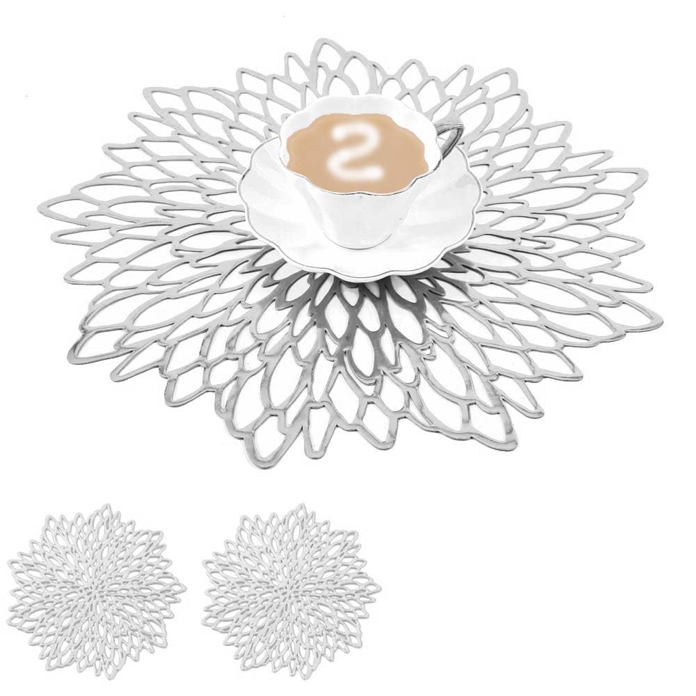 Mangata Silver Placemats And Coaster Sets Of 2, 38Cm, 15 Inches