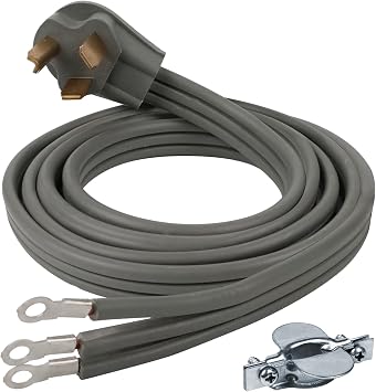 3 Prong Dryer Cord, 10 Ft 10/3 SRDT, 30 Amp Appliance Extension Power Cord, NEMA 10-30, Grey