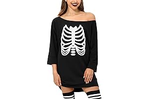 Halloween Party Skeleton Fancy Dress Off Shoulder Black Velvet Gown for Women