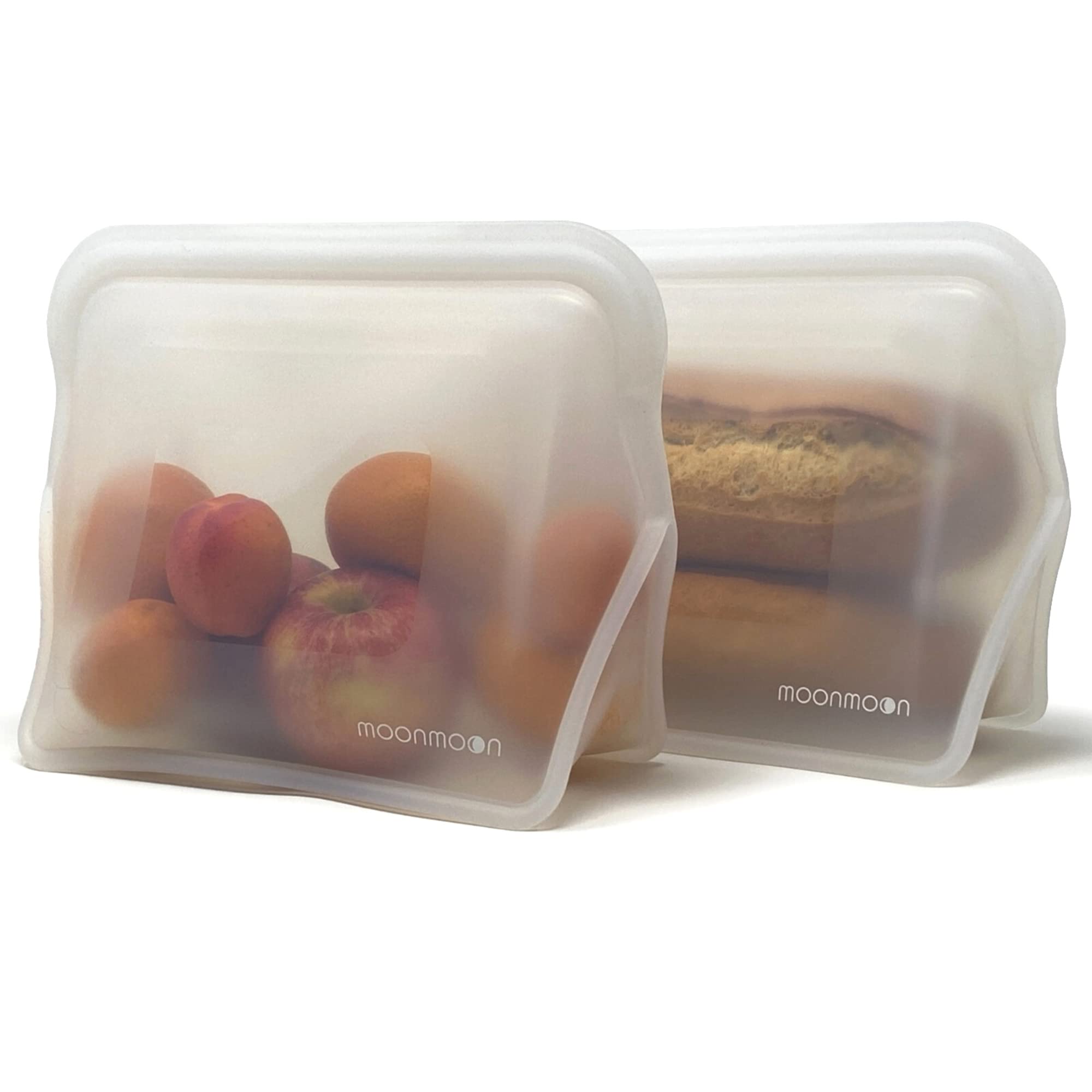 MoonmoonReusable Silicone Freezer Bags | Stand Up Food Storage Bags | 2pk Clear XL | 1500ml