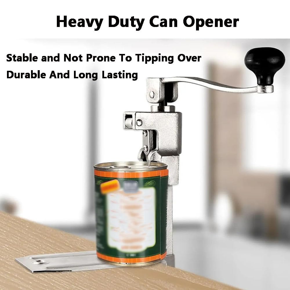 Apriscatole commerciale, in acciaio inox, design manuale da tavolo, resistente, per grandi lattine, altezza regolabile, taglio rapido, consente di risparmiare tempo e fatica