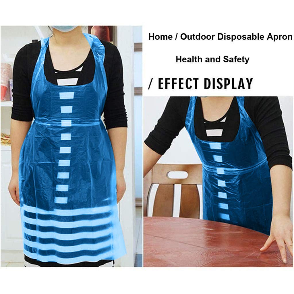 KAYLRE Schürze 100 stücke Weiß Einweg Reinigungsschürze Erwachsene Unisex Transparent Outdoor Camping Sport Schürze zum Kochen von Sanitärküchenreinigung Schürze Damen (Size : Blue)
