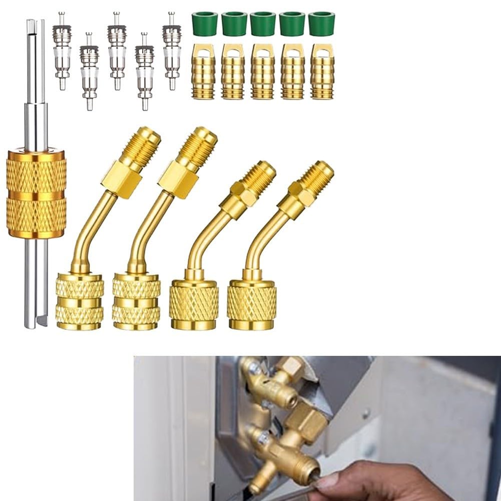 Juego de adaptadores de CA divididos para sistemas R32 R454B R410A, incluye accesorios de 1/4 F a 1/4 M accesorios y accesorios de 5/16 F a 1/4 M