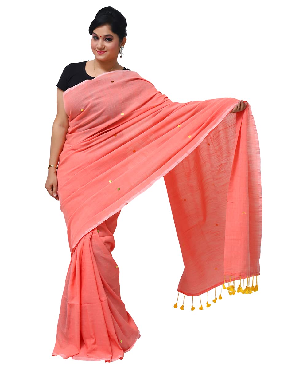 Artisan Glory Khadi cotton Sequins Orange saree