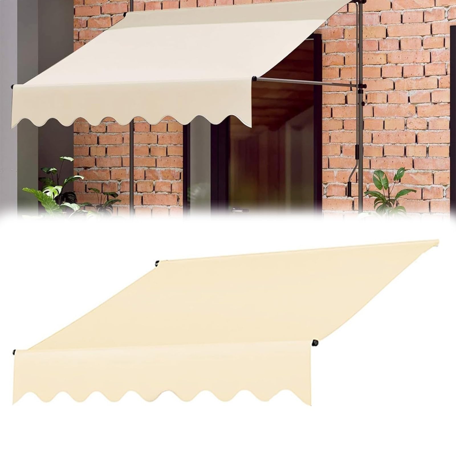 Outdoor Waterproof Garden Patio Awning Canopy Replacement Fabric AntiUV Top Cover in MultiStripe Design Beige 300cm