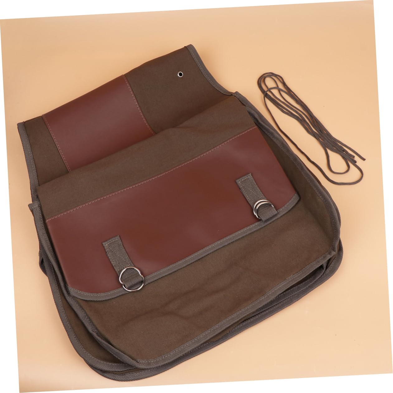 SUPVOX Borsa Posteriore Bici a Doppia Tasca Canvas Khaki Maniglia | Confezione Doppia, Design Stratificato Innovativo, Capienza Ampia, per Picnic e Viaggio