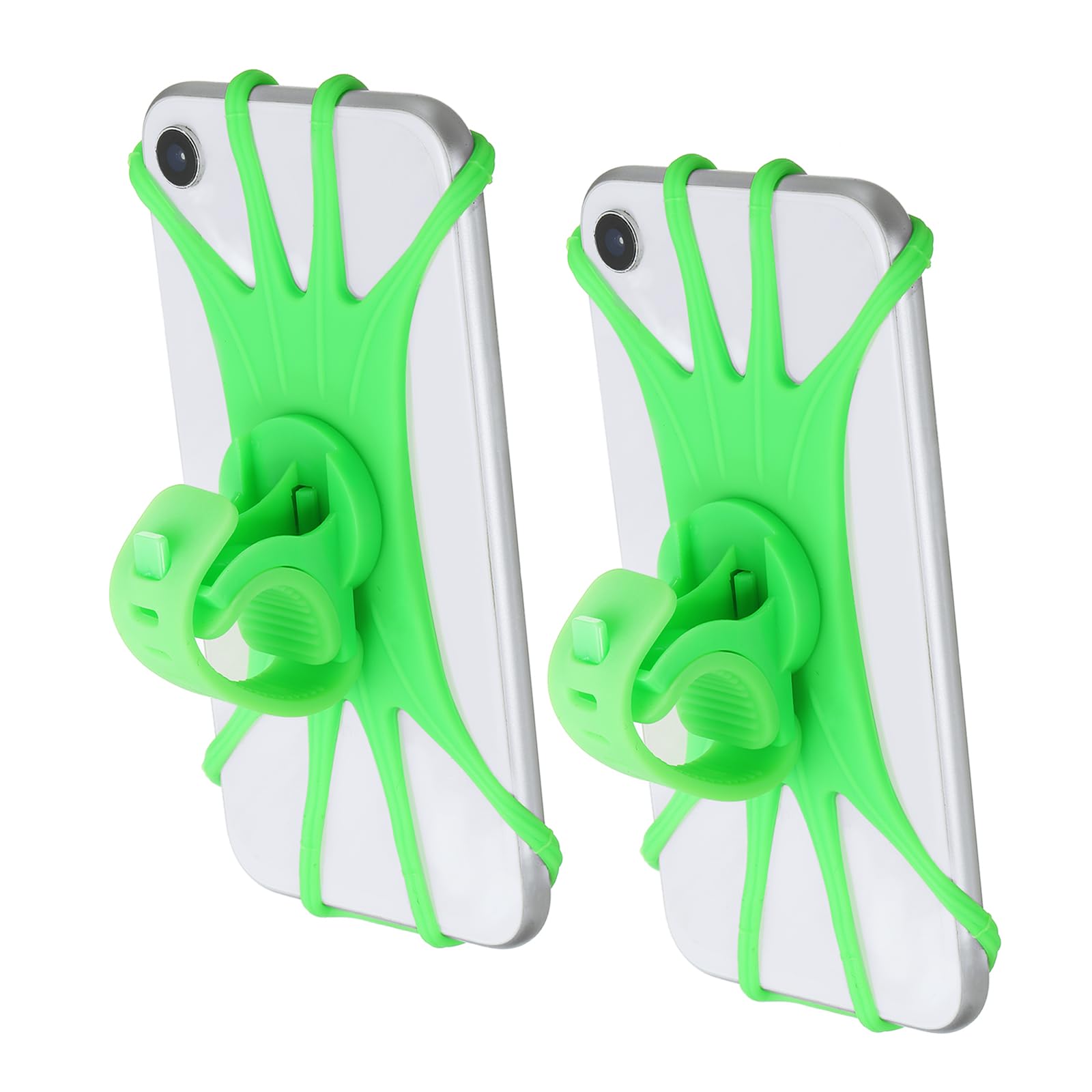 PATIKIL 2Pcs Bike Phone Mount, 360° Rotation Silicone Motorcycle Phone Holder for 3"- 6.5" Phones Adjustable Phone Mount for Motorcycle Bicycle Electric Scooter, Green