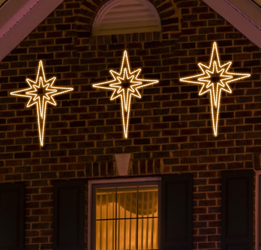 [Grande 43 x 32 pulgadas] 216 LED superbrillantes con diseño de estrella de Belén, decoración de Navidad al aire libre con 11 funciones y temporizador, impermeable para exteriores, hogar
