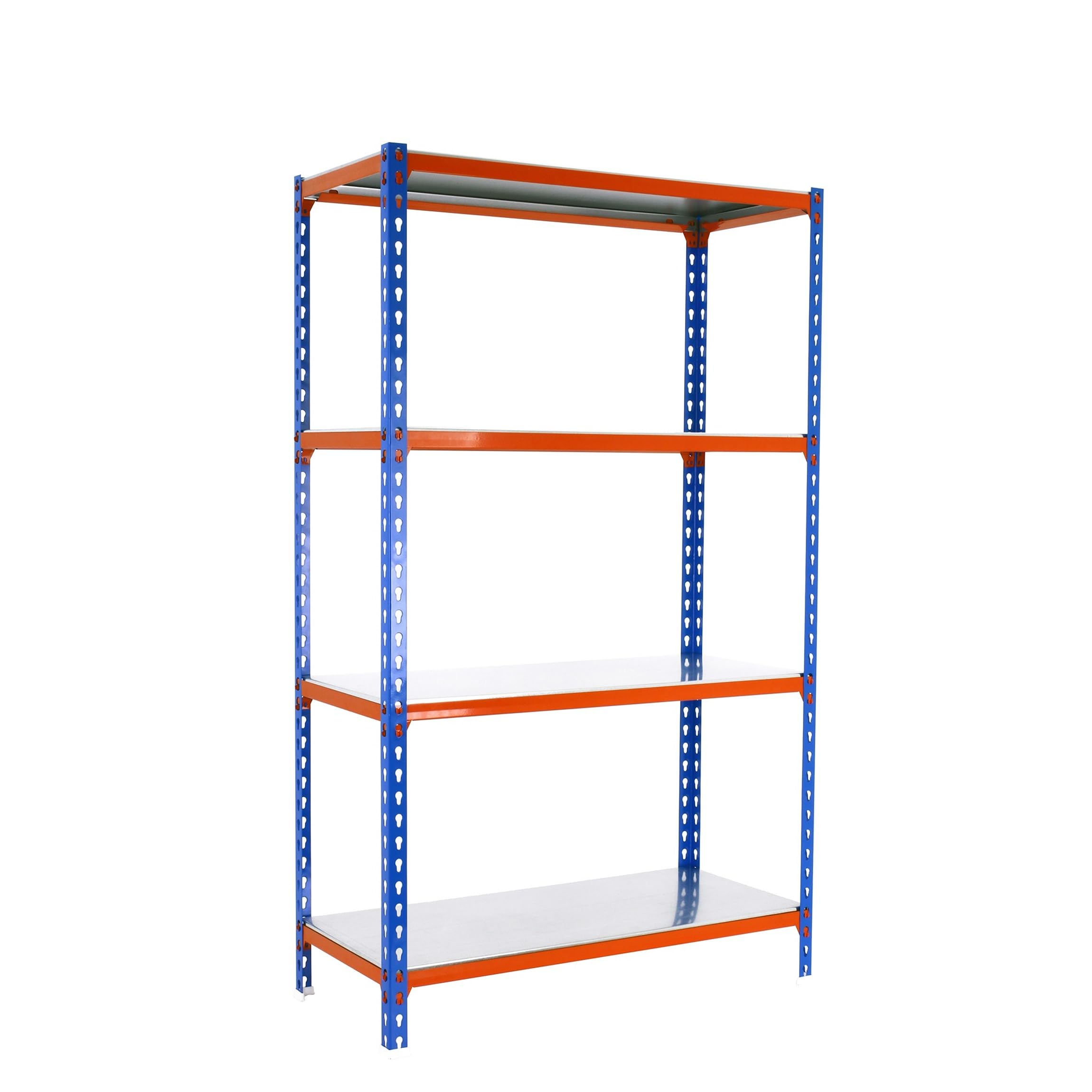 Simon Rack Estanterias Metalicas, 1500x1100x400 mm, 4 Baldas de Metal, 200 kg de Punto Flexión, Estanterias Almacenaje, Azul/Naranja/Galva - Simonclick