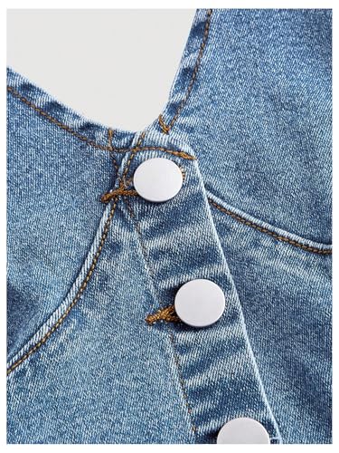Floerns Women's Halter Denim Tank Top Button Down Backless Party Cropped Jean Tops3