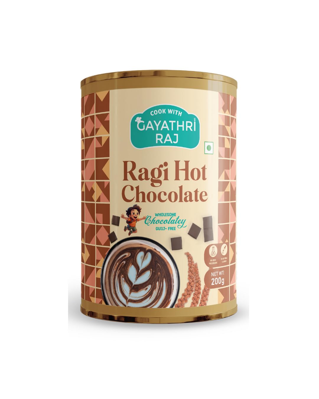 Cook with Gayathri Raj Ragi Hot Chocolate Malt | Healthy Millet Drink | Gluten-Free | No Preservatives | Made with Ragi, Cocoa & Brown Sugar | Rich in Calcium & Iron | Healthy Hot Chocolate for Kids & Adults | 200g-image-23