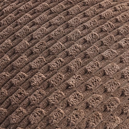 Set of 4 Beige Brown Coffee Decorative Throw Pillow Covers 24x24 Inch Corduroy Pillow Covers for Bed Couch Sofa Living Room Soft Square Cushion Cases