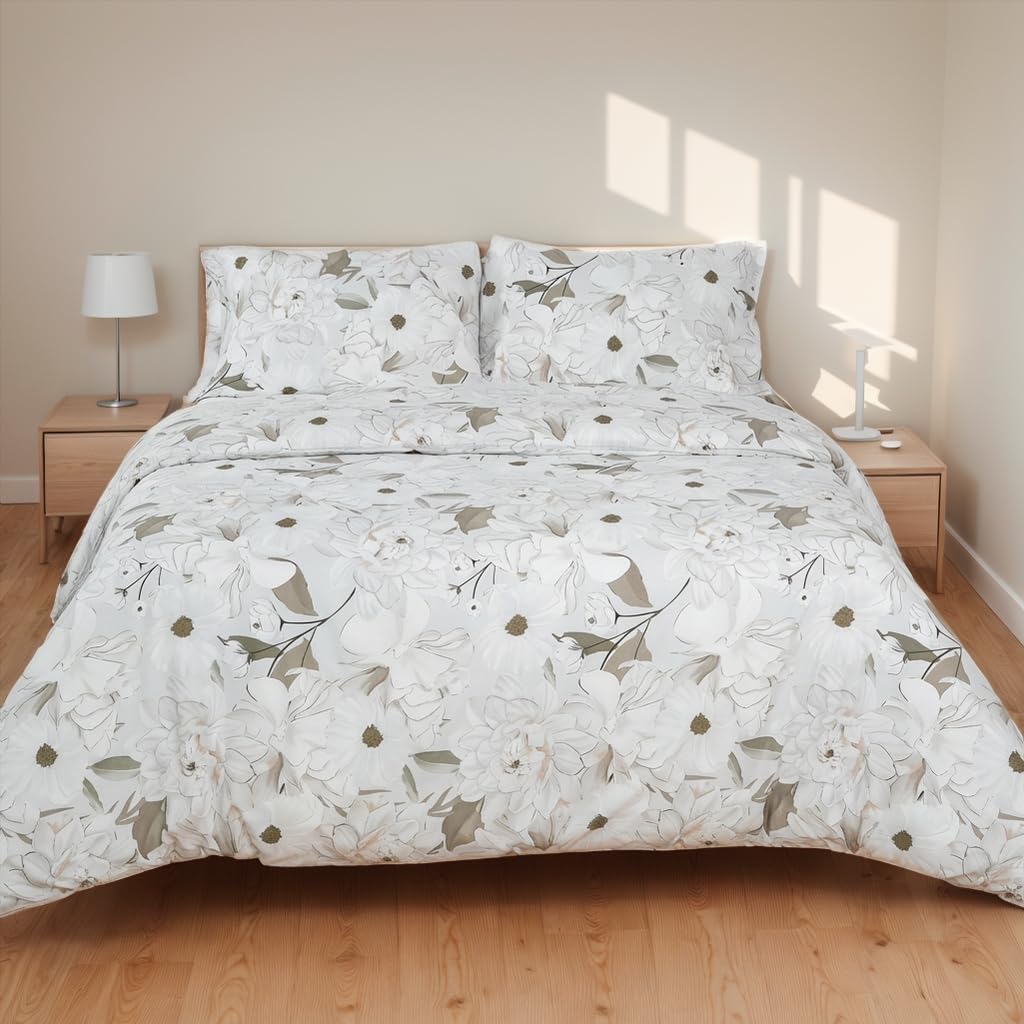 Etrexonline Juego de Funda Nórdica 4 Piezas Cama 150 Microfibra Suave Transpirable - 1 Funda Edredón 220x240 cm, 1 Bajera 150x200+30 cm y 2 Fundas de Almohada 50x75 cm (Pluma Azul) — view 38