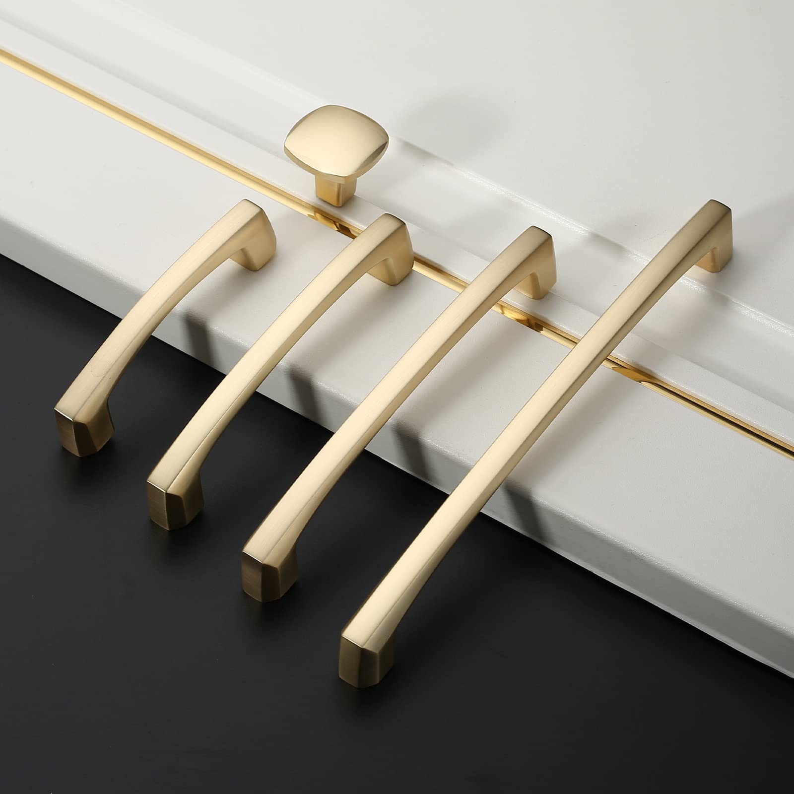 Amerdeco 10 Pack Brushed Brass Cabinet Pulls 9 Inch(228MM) Hole