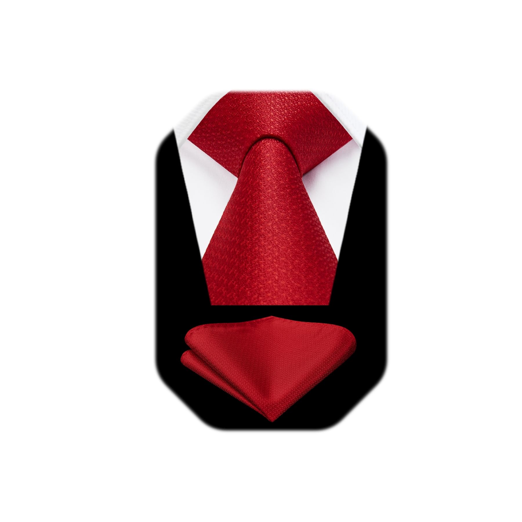 HISDERN Mens Ties Solid Color Ties for Men Formal Necktie with Pocket Square Set Satin Silk Neck Tie Handkerchiefs Set