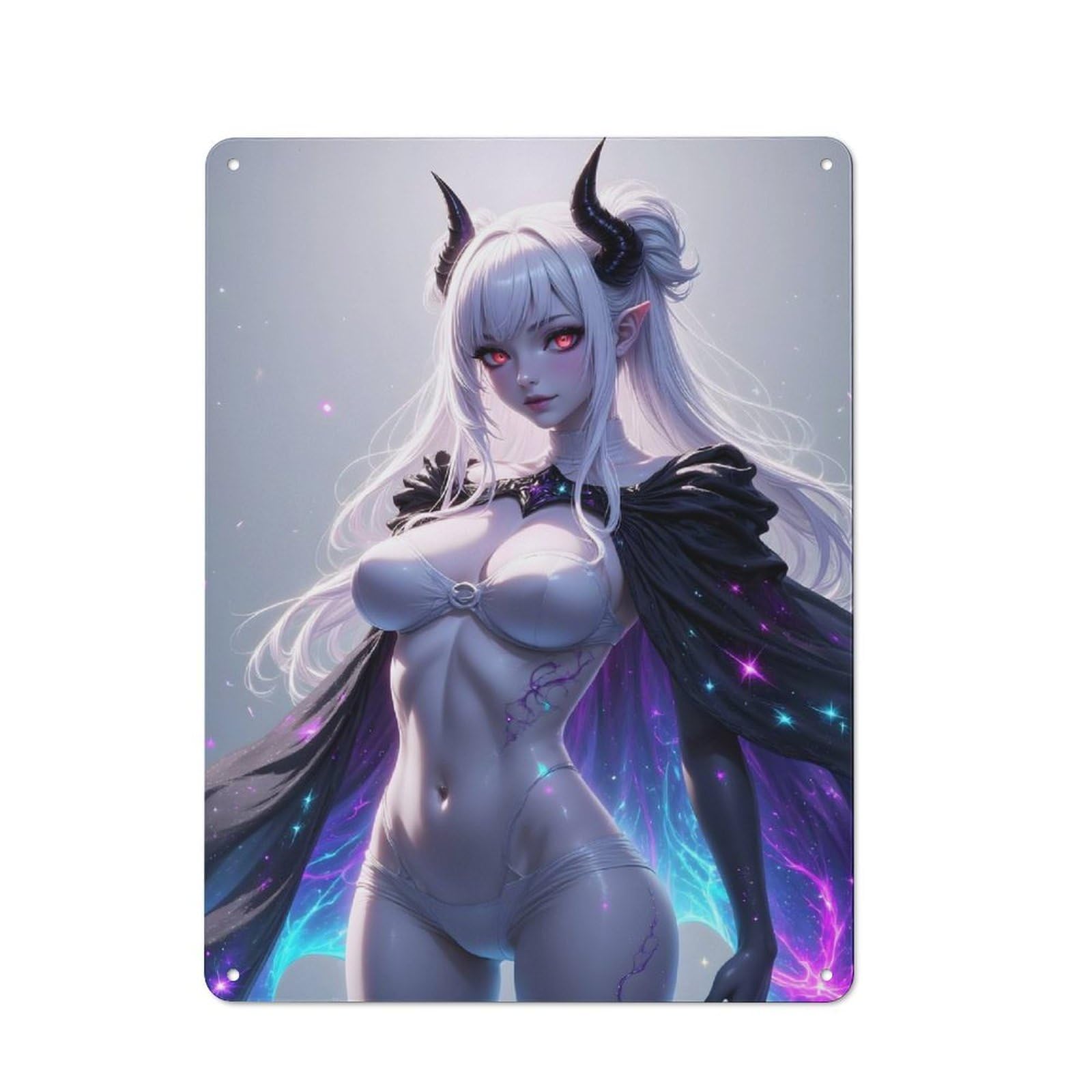 Junmoney Girls Style-23 Anime Demon With Horns Industrial-Style Tin Sign 40X30cm For Garage Or Workshop, For Garage, Workshop And Man Cave Decoration