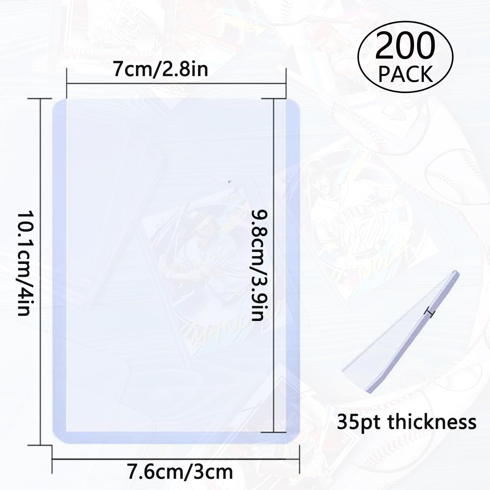 WAIZHIUA 200Pcs 3x4 Top Loaders Clear Card Sleeves - Image 2