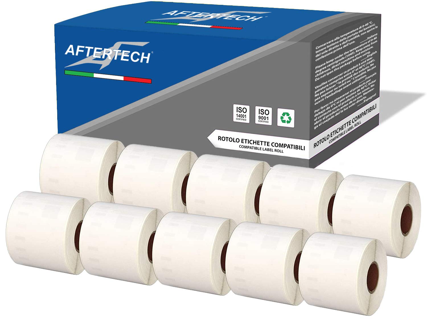 Aftertech 10x 99014 54x101mm Compatible Adhesive Labels Rolls (220 Labels/roll = 2200 Total) for Dymo LabelWriter Seiko SLP LabelWriters Printers S0722434 10x99014