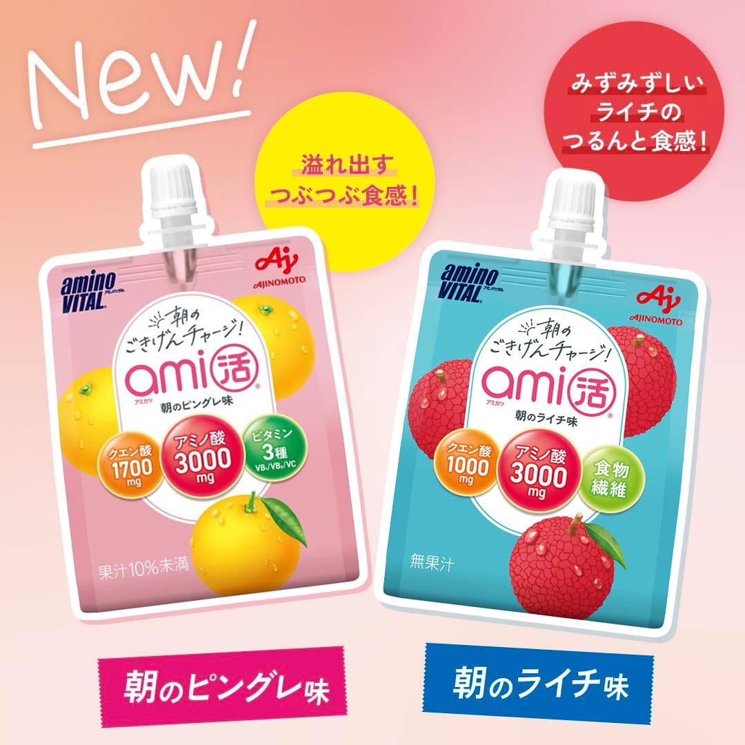 アミノバイタル ami活 ゼリードリンク 朝のピングレ味 180g×6個