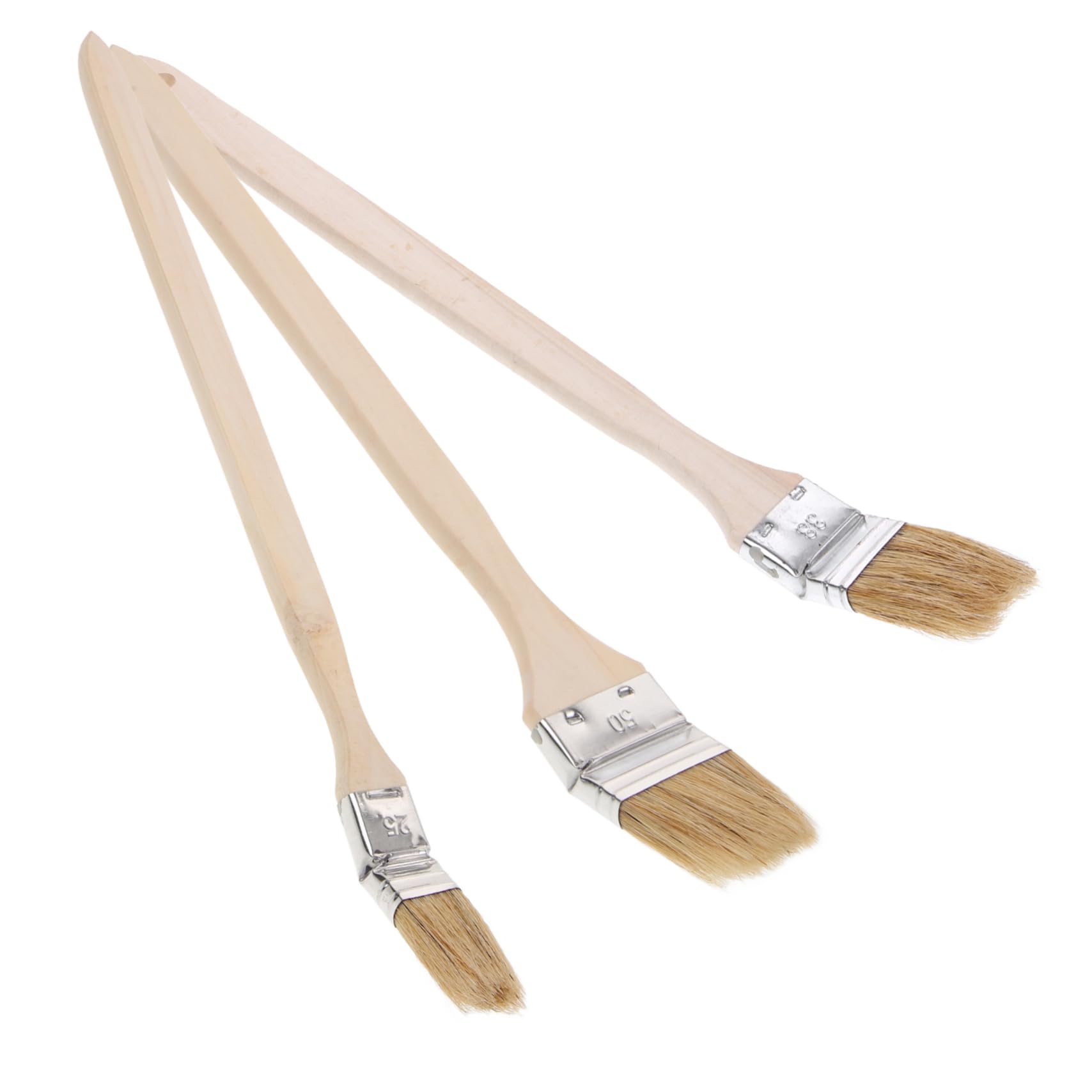 Pinceles Portátiles De Pintura con Mango De Madera Ergonómico Cerdas Plásticas Reutilizables para Paredes Y Muebles Cepillos Artísticos Cabezal Curvado para 3 Piezas X 4