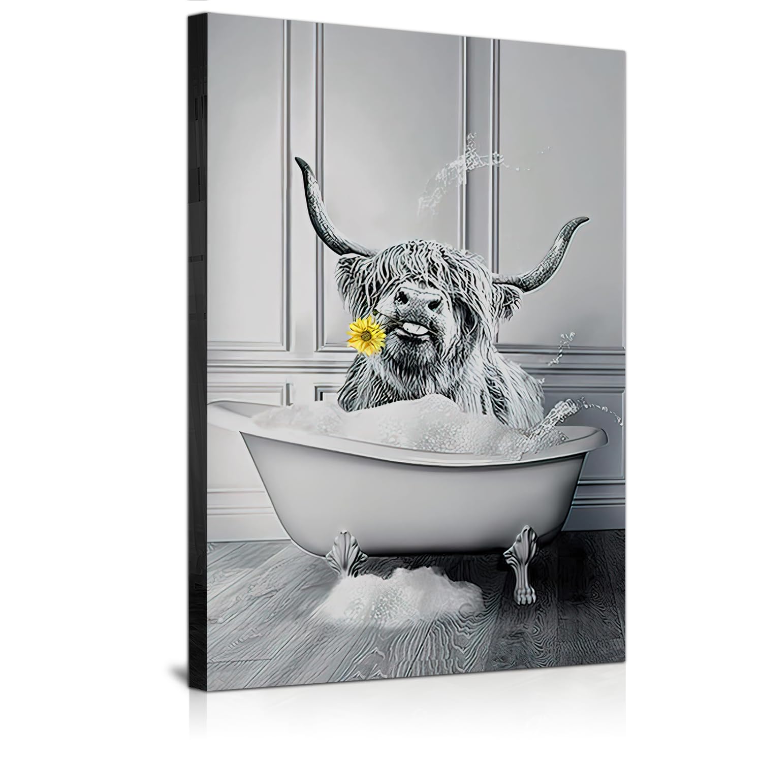 JNAOZI Bathroom Black and White Canvas Painting, Black White Vintage Canvas Pictures