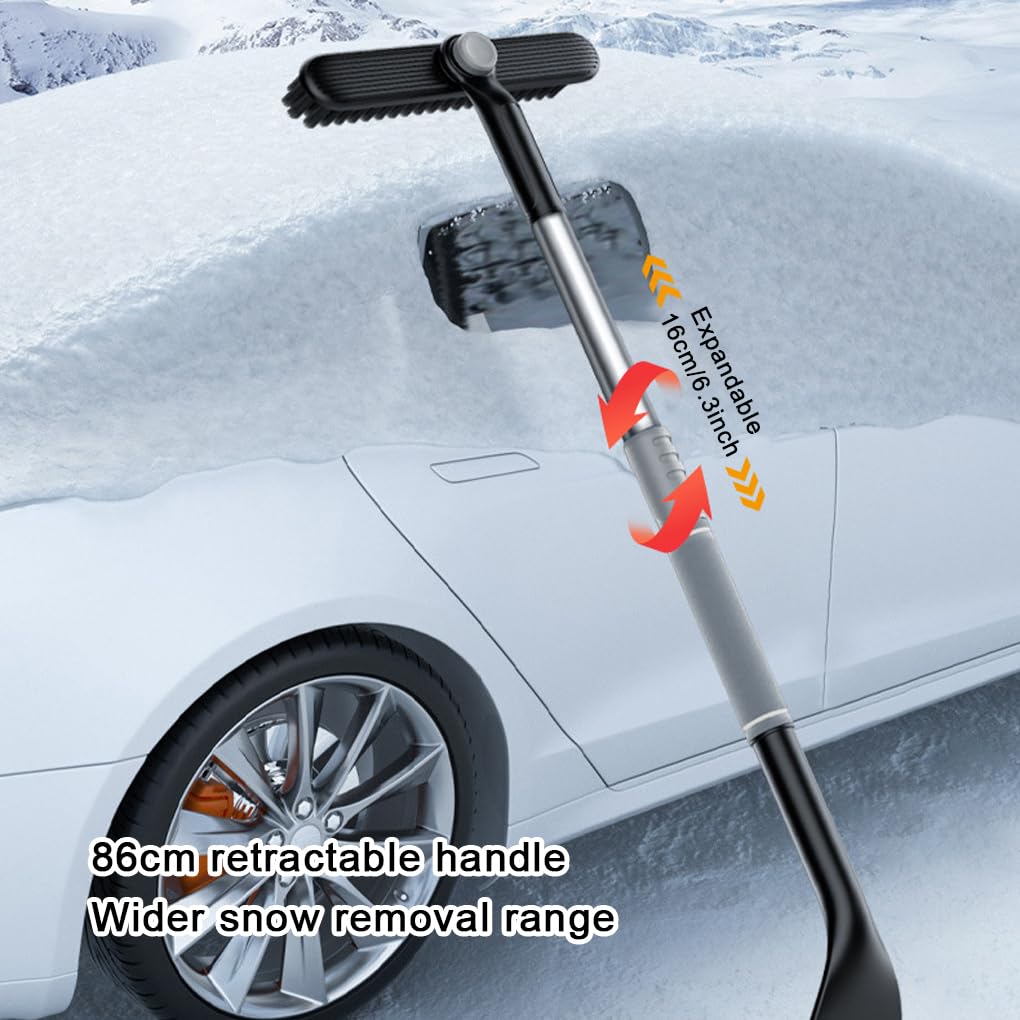 3 Set di Pala da neve efficiente Rimozione della neve facile e veloce per le auto Sicuro per il parabrezza Raschietto da neve con spazzola allungabile Bianco