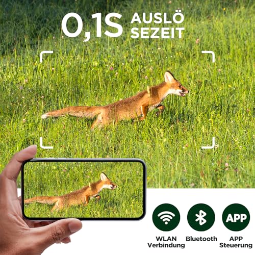 VOOPEAK Duales Objektiv Solar Wildkamera WLAN 4K 30FPS 60MP, Sternenlicht Nachtsicht Wildtierkamera...