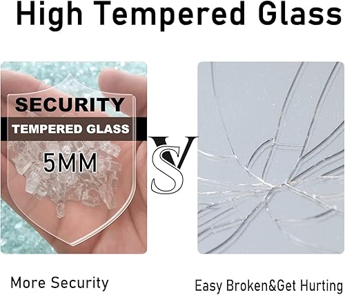 Miniatura 5 de Vitrina de cristal con puertas, 4 estantes con asas, cerraduras y dispositivo antivuelco, estantería de cristal para colecciones de exhibición,