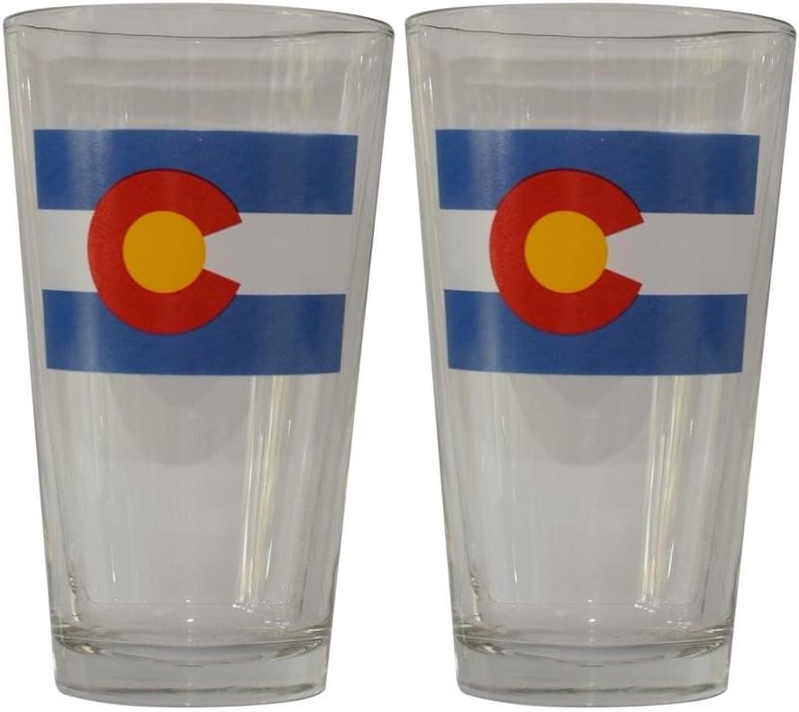 Colorado Flag Pint Glasses, Set of 2
