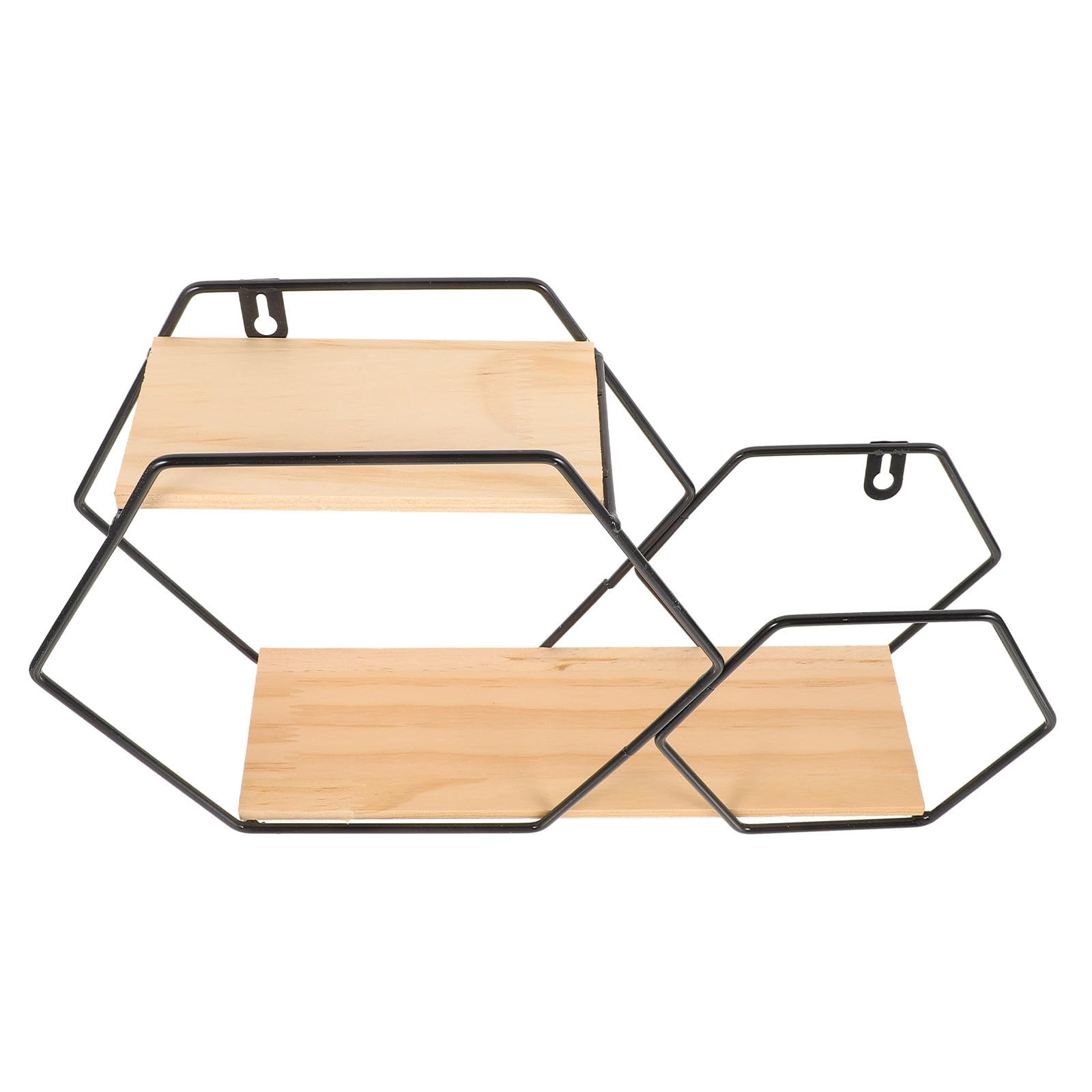 Estantes hexagonales flotantes de madera para solucionar la falta de espacio en pared