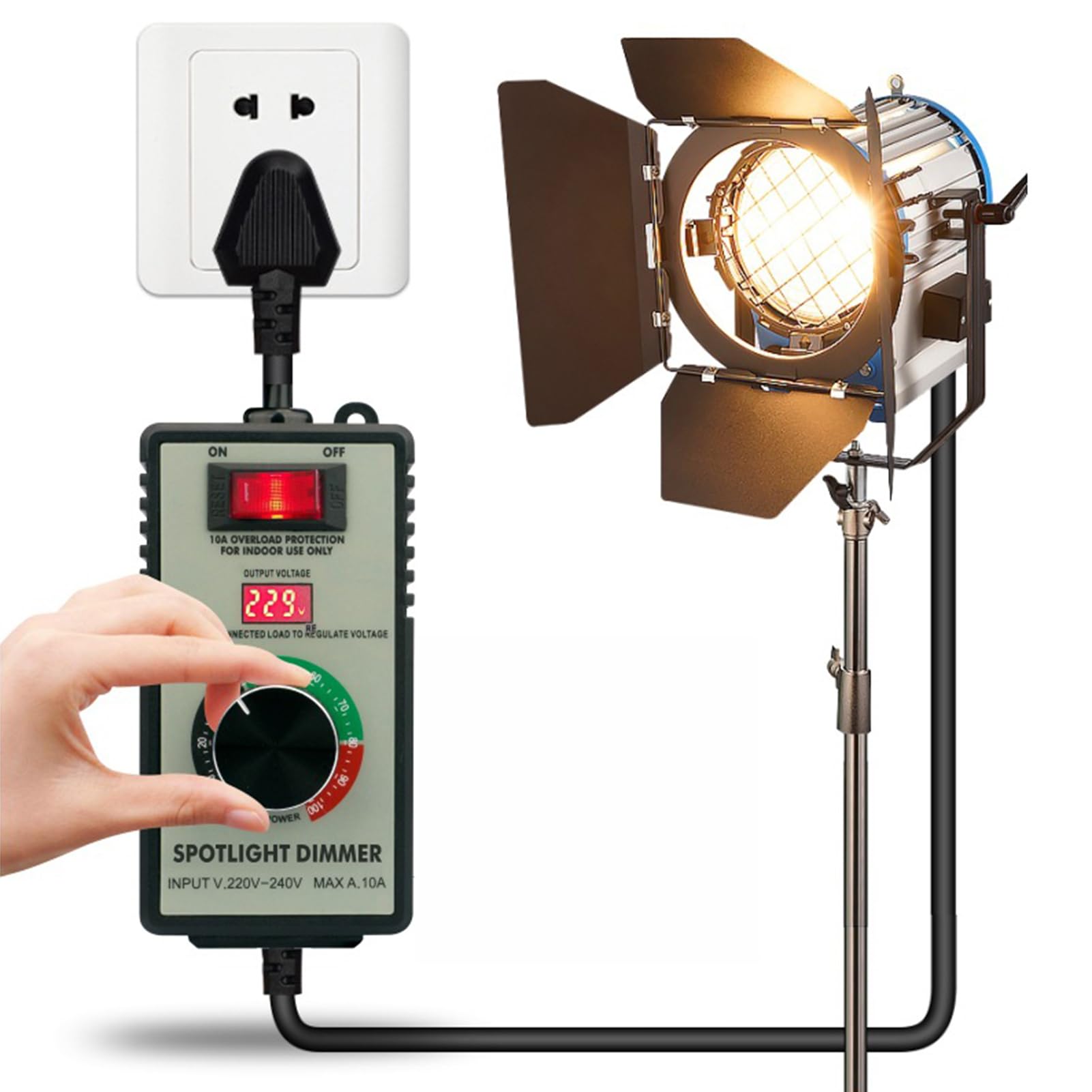 Variateur de Lumiere LED,Prise Variateur,230V Variateur RéGulateur De Tension éLectronique Pour Moteurs éLectriques avec Protection Contre La Surcharge 220V-240V AC