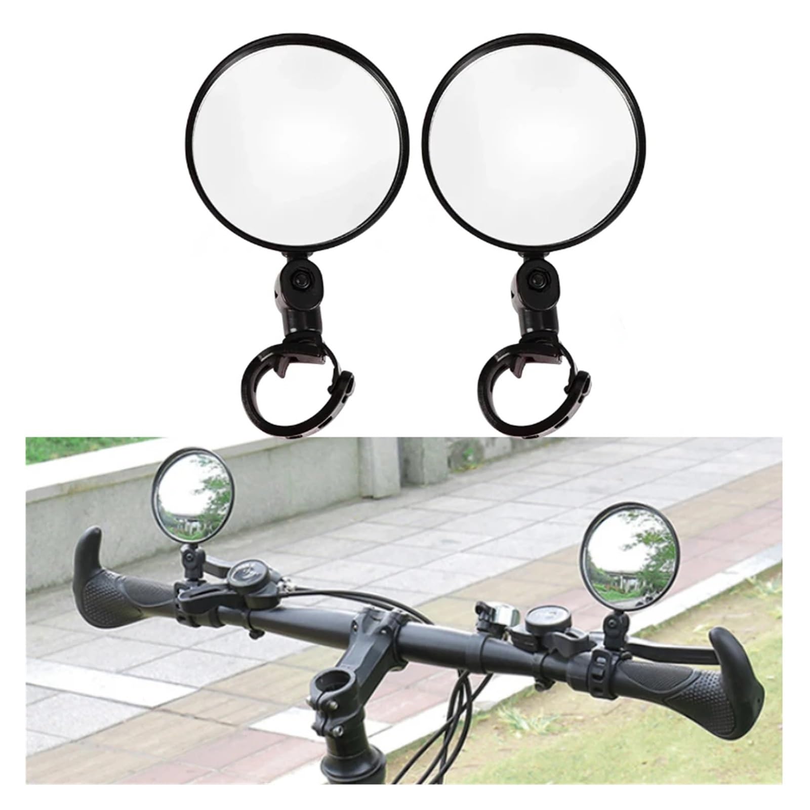 Fahrradspiegel 1/2 stücke Fahrrad Rund Rückspiegel Rotation Reiten Einstellbar Radfahren Lenker(2pcs)