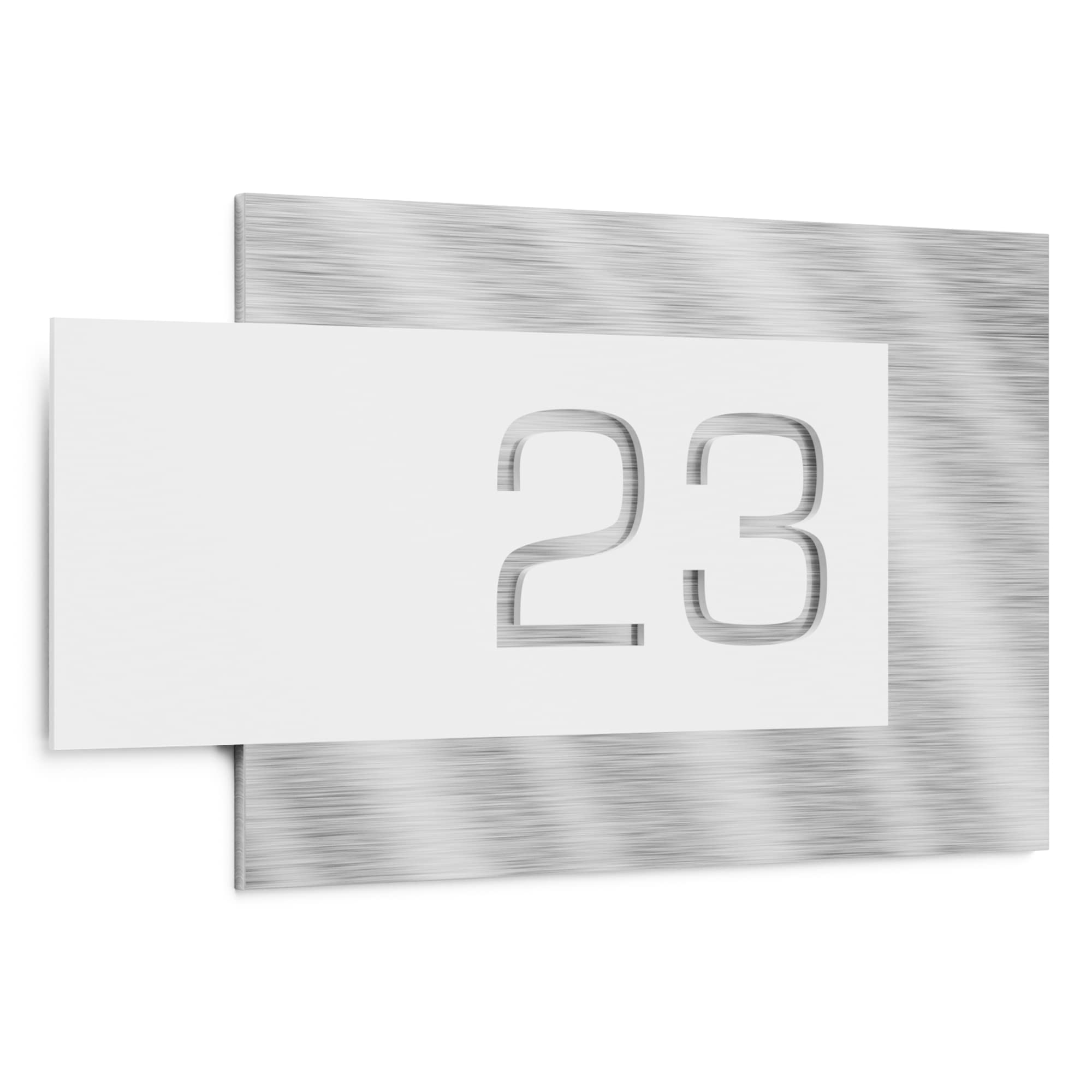 placca numero civico per esterni – 200x110 mm, bianco, inox V2A (AISI 304), personalizzabile